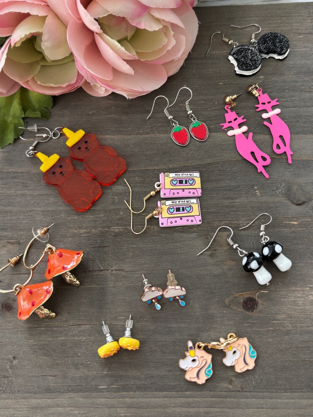 Novelty Earrings Lot - Cute Colorful Accessories - 10 Pair